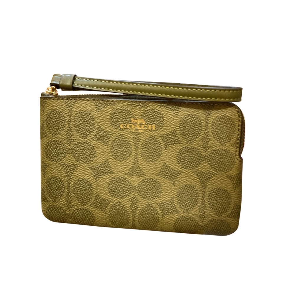 Coach Olive Green Wristlet Clutch NWOT - Picture 2 of 3